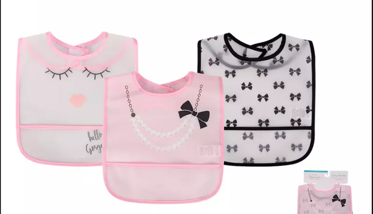 Baby & Toddler Waterproof Ballerina Pink Three Bibs