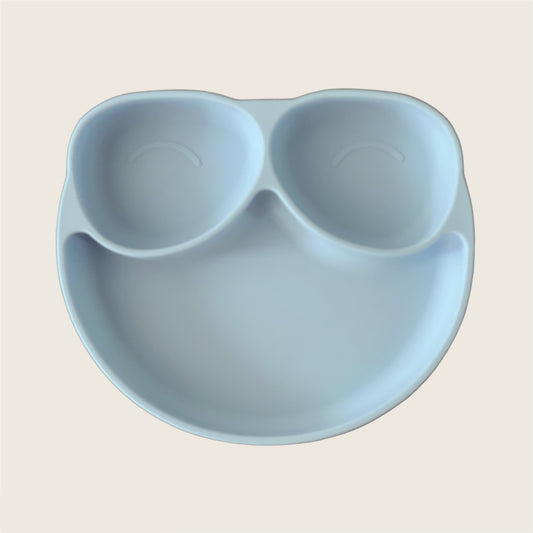BPA Free Soft Suction Icy Blue Happy Plate